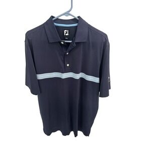 FootJoy Polo Shirt Adult Medium Navy Blue Embroidered Logo Golf Performance Mens